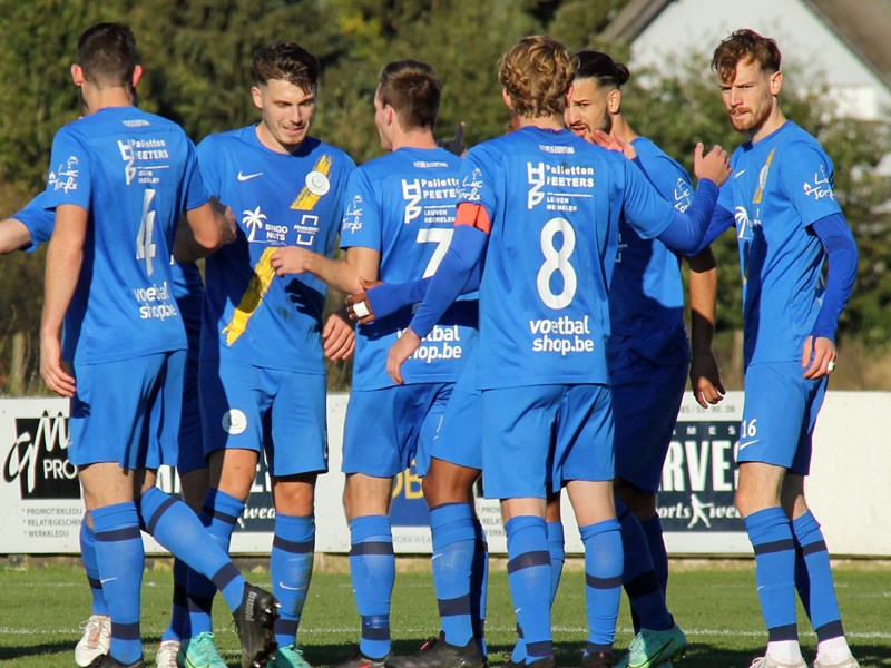 Foto: Onze vier doelpuntenmakers in Aarschot op een rij. (© foto Jeroen Goolaerts)